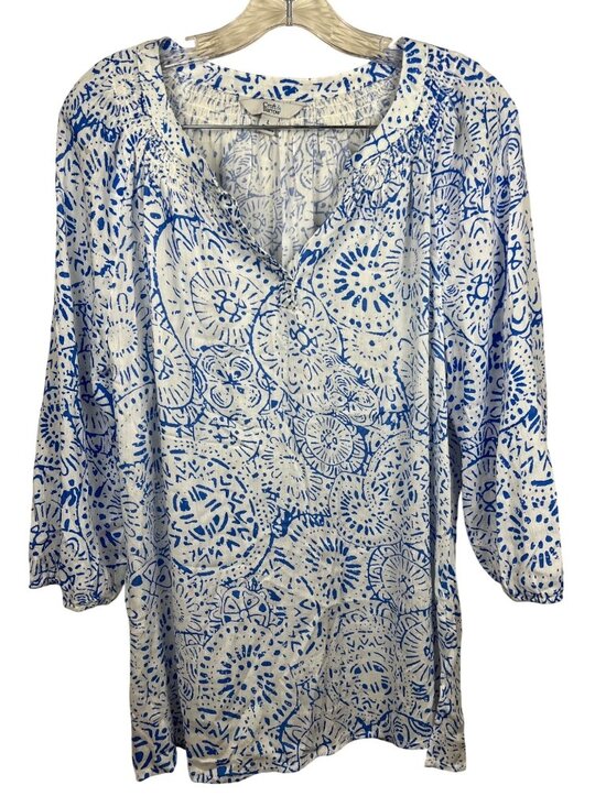 Croft and Barrow Tops - Croft and Barrow Blue White Blouse